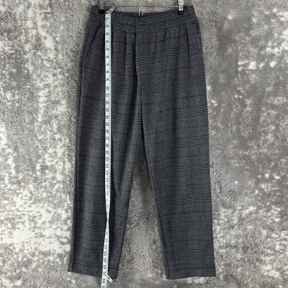 A New Day Size M Houndstooth Flat Front Straight Leg Pants Gray Elastic Waist - Picture 2 of 10